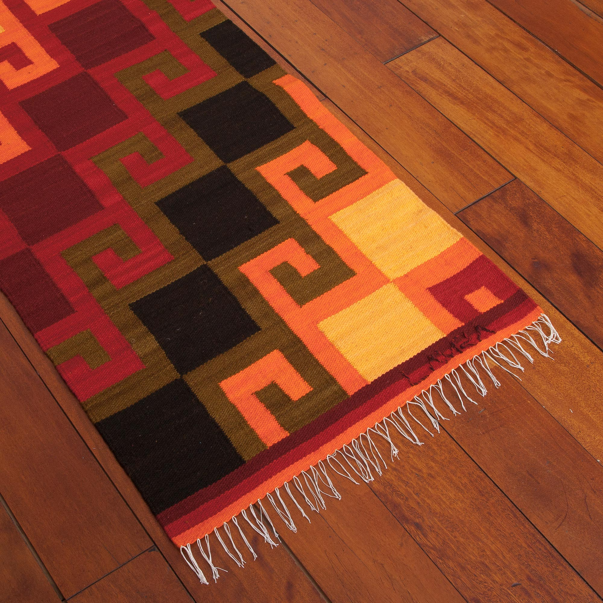 Wool rug, 'Wari Geometry' (2.5x4)