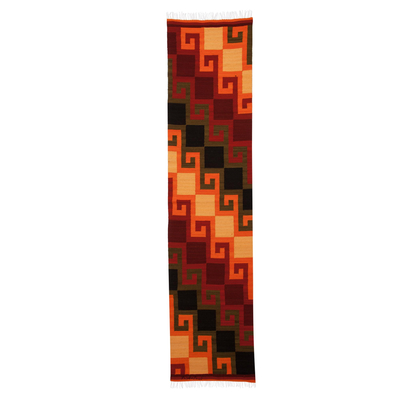 Wool rug, 'Fiery Hills' (2x8) - Hand Loomed Wool Area Rug (2x8)