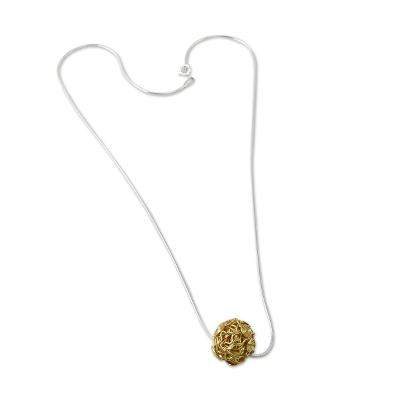 Gold plated pendant necklace, 'Nascent Star' - Hand Crafted Sterling Necklace 18k Gold Plated Pendant
