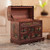 Wood and leather jewelry box, 'Golden Bird' - Colonial Hand Tooled Leather 5 Drawer Jewelry Box (image 2b) thumbail
