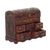 Wood and leather jewelry box, 'Golden Bird' - Colonial Hand Tooled Leather 5 Drawer Jewelry Box (image 2e) thumbail