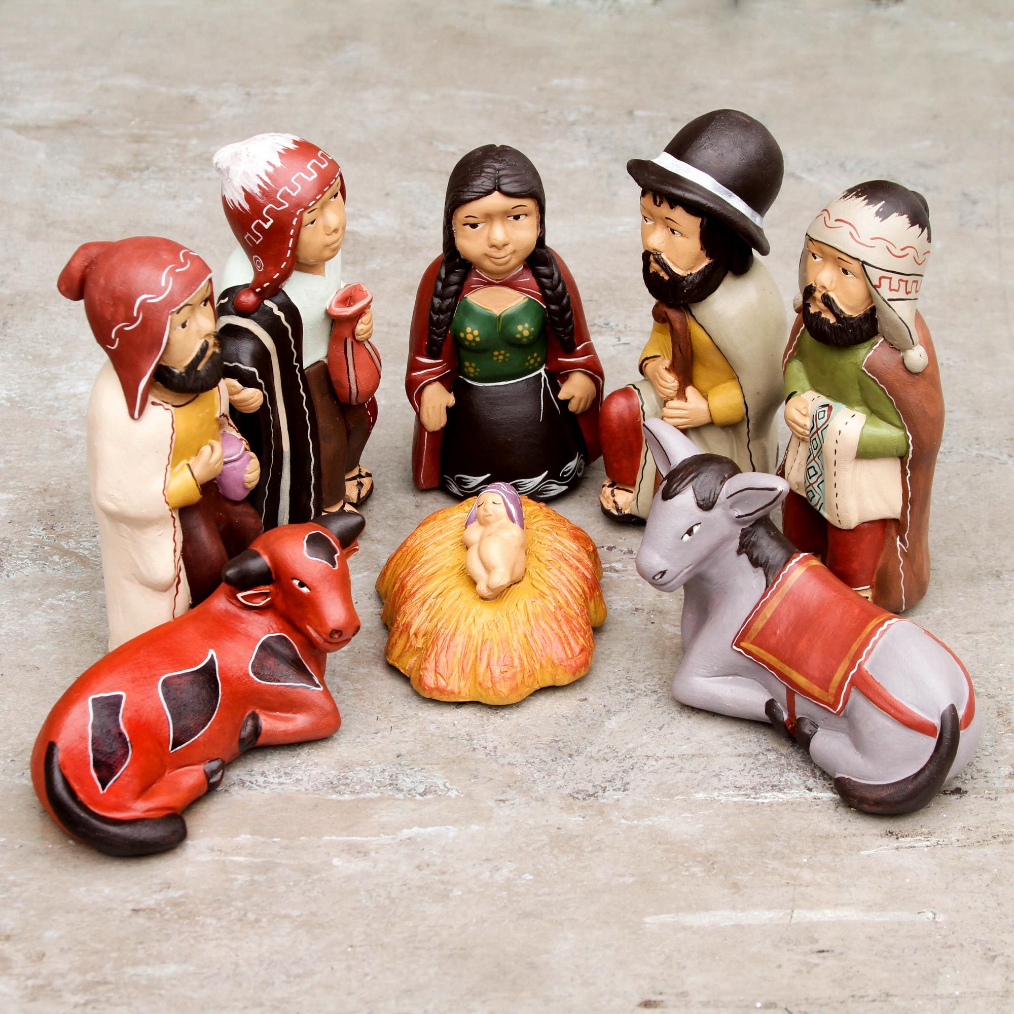 UNICEF Market Ceramic Handcrafted Peruvian Christmas Nativity Scene