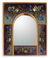 Reverse painted glass mirror, 'Songbirds on Amethyst' - Purple Reverse Painted Glass Wall Mirror with Birds thumbail