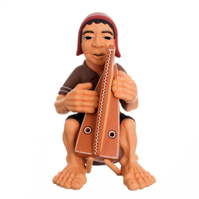 Artisan Crafted Ceramic Figurine of an Andean Harpist