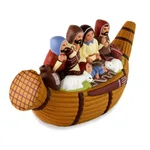 Ceramic nativity scene, 'Christmas in a Reed Canoe' - Artisan Crafted Ceramic Christmas Nativity Scene