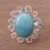 Amazonite cocktail ring, 'Ocean Bloom' - Amazonite on Sterling Silver Ring from Peru thumbail