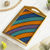 Reverse painted glass tray, 'Mineral Memoirs' - Painted Glass Handcrafted Multi-color Tray thumbail