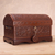 Leather and mohena wood jewelry box, 'Treasure Chest' - Peruvian Tooled Leather Chest for Jewelry (image 2) thumbail