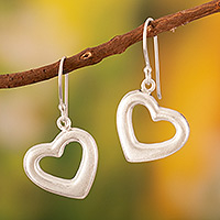 Sterling silver heart earrings, 'Love's Anchor'