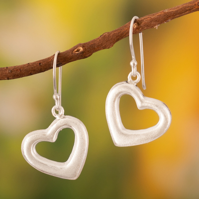 Sterling silver heart earrings, 'Love's Anchor' - Fair Trade Jewelry Sterling Silver Earrings