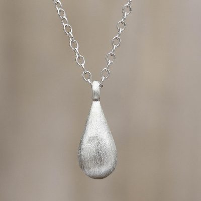 Sterling silver pendant necklace, 'Moon Drop' - Fair Trade jewellery Sterling Silver Necklace