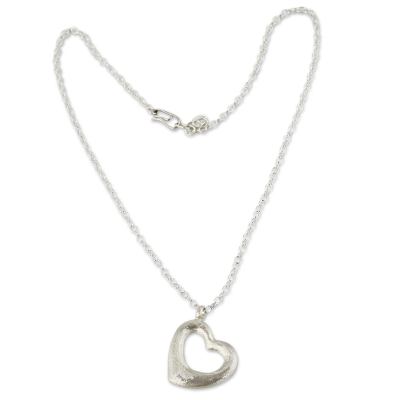 Sterling silver heart necklace, 'Love's Anchor' - Fair Trade Jewelry Sterling Silver Necklace