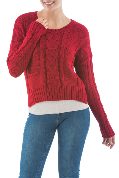 Red Alpaca Blend Sweater