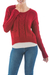 Alpaca blend sweater, 'Scarlet Belle' - Red Alpaca Blend Sweater (image 2a) thumbail