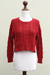 Alpaca blend sweater, 'Scarlet Belle' - Red Alpaca Blend Sweater (image 2e) thumbail
