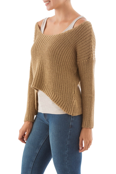 Alpaca blend sweater, 'Nazca Dunes' - Beige Alpaca Blend Sweater