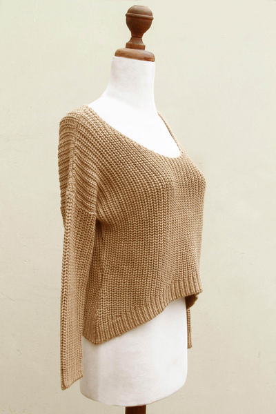 Pullover aus Alpaka-Mischung - Beigefarbener Pullover aus Alpaka-Mischung
