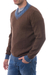 Men's alpaca blend sweater, 'Orcopampa Prowler' - Andean Brown and Blue Alpaca Blend Men's Sweater (image 2b) thumbail