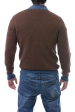 Men's alpaca blend sweater, 'Orcopampa Prowler' - Andean Brown and Blue Alpaca Blend Men's Sweater