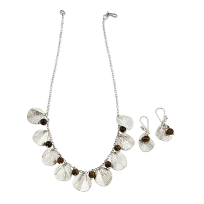 Tiger's eye Jewellery set, 'Fruit of Harmony' - Handcrafted Sterling Silver Jewellery Set with Tiger's Eye