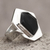 Sterling silver cocktail ring, 'Dark Star' - Black Obsidian Geometric Silver Cocktail Ring (image 2) thumbail