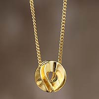 Gold plated pendant necklace, 'Natura' - Original Gold Plated Necklace