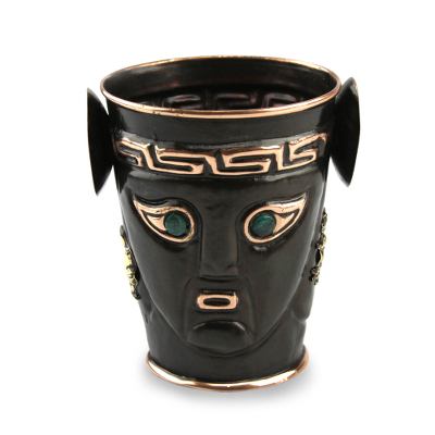 Bronze and copper vase, 'Ceremony' - Inca Replica Bronze and Copper Vessel Vase