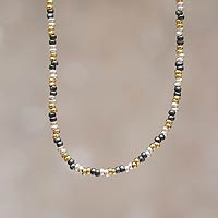 Gold accent beaded necklace, 'Natural Elegance'