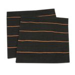 Alpaca blend cushion covers, 'Quechua Girl' (pair) - Handwoven Brown and Orange Cushion Covers (Pair)