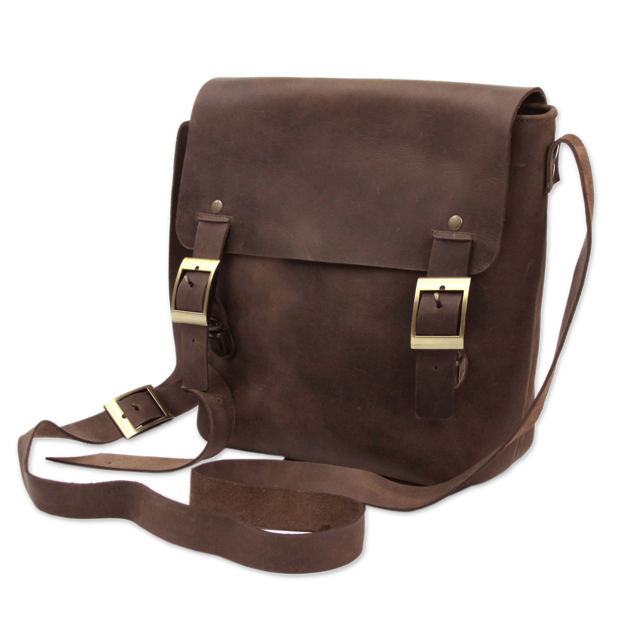 Dark Brown Leather Mens Messenger Bag - Adventurer | NOVICA