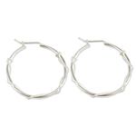 Sterling silver hoop earrings, 'Goddess of Health' - Modern Handmade Sterling Silver Hoop Earrings