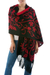 Reversible alpaca blend shawl, 'Scarlet Leaves' - Reversible Red and Black Alpaca Blend Shawl (image 2a) thumbail