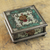 Reverse painted glass box, 'Vintage Blossom' - Andean Reverse Painted Glass Box with Flowers thumbail