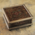 Reverse painted glass box, 'Coffee Blossom' - Andean Reverse Painted Glass Box in Brown with Golden Trim (image 2) thumbail