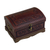 Mohena wood and leather jewelry box, 'Dark Inca Sea' - Dark Brown Leather Jewelry Chest from Peru thumbail