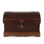 Mohena wood and leather jewelry box, 'Dark Inca Sea' - Dark Brown Leather Jewelry Chest from Peru