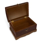 Mohena wood and leather jewelry box, 'Dark Inca Sea' - Dark Brown Leather Jewelry Chest from Peru