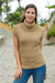 Alpaca blend short-sleeve sweater, 'Icas Coquette' - Sand Beige Alpaca Blend Turtleneck Sweater