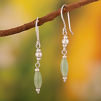 Aventurine dangle earrings, 'Hope' - Andes Silver and Aventurine Earrings