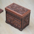 Cedar and leather jewelry box, 'Avian Haven' (large) - Bird Theme Hand Tooled Brown Leather Jewelry Box thumbail