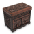 Cedar and leather jewelry box, 'Avian Haven' (large) - Bird Theme Hand Tooled Brown Leather Jewelry Box (image 2a) thumbail