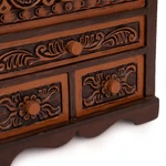 Cedar and leather jewelry box, 'Avian Haven' (large) - Bird Theme Hand Tooled Brown Leather Jewelry Box