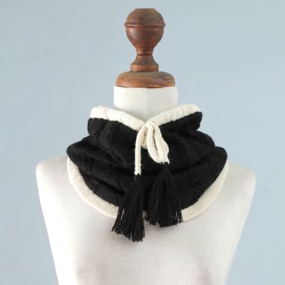 100% alpaca neck warmer, 'Flirting in Black' - Alpaca Knit Neck Warmer from Peru