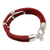 Leather wristband bracelet, 'Scarlet Union' - Leather Wristband Bracelet with Sterling Silver Accents (image 2b) thumbail