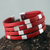 Leather wristband bracelet, 'Code Crimson' - Red Leather and Sterling Silver Wristband Bracelet thumbail