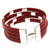 Leather wristband bracelet, 'Code Crimson' - Red Leather and Sterling Silver Wristband Bracelet (image 2b) thumbail
