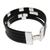 Leather wristband bracelet, 'Code Black' - Handcrafted Leather and Sterling Silver Wristband Bracelet (image 2b) thumbail