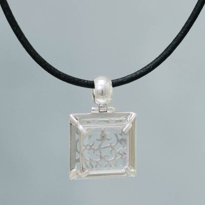 Quartz pendant necklace, 'Charm of Lima' - Artisan Crafted Clear Quartz Necklace Peru Jewelry