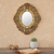 Reverse painted glass wall mirror, 'Garden Gold' - Handcrafted Andean Reverse Painted Glass Wall Mirror (image 2) thumbail
