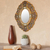 Reverse painted glass wall mirror, 'Garden Gold' - Handcrafted Andean Reverse Painted Glass Wall Mirror (image 2b) thumbail